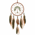 Attrape-rêves mural 30 x 75 cm en corde marron vert avec plumes décoratives