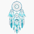 Attrape-rêves mural 30 x 85 cm turquoise blanc à plumes style bohème