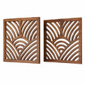 Lot de 2 panneaux décoratifs muraux 60 x 60 cm en bois marron à motif ajouré