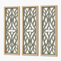 Lot de 3 panneaux muraux décoratifs 30 x 90 cm en bois vert et naturel style végétal ajouré