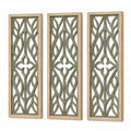 Lot de 3 panneaux muraux décoratifs 30 x 90 cm en bois vert et naturel style végétal ajouré
