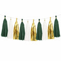 Guirlande à pompons 200 cm en papier vert blanc doré décoration festive