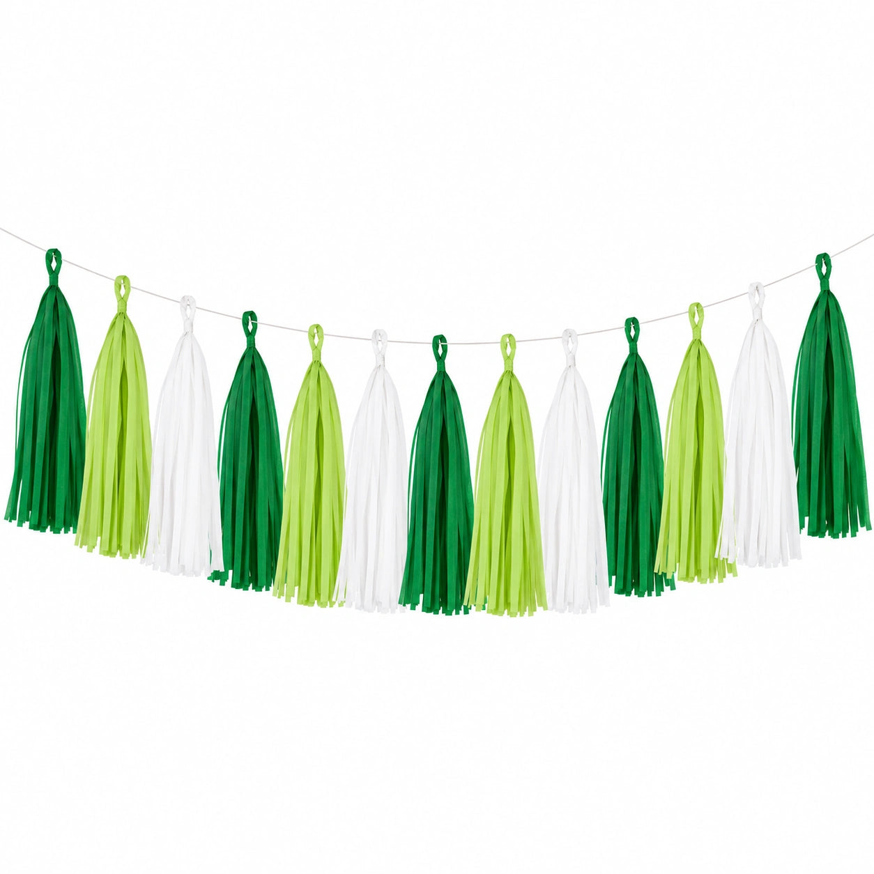 Guirlande à pampilles 300 cm x 35 cm en papier vert blanc décoration de fête