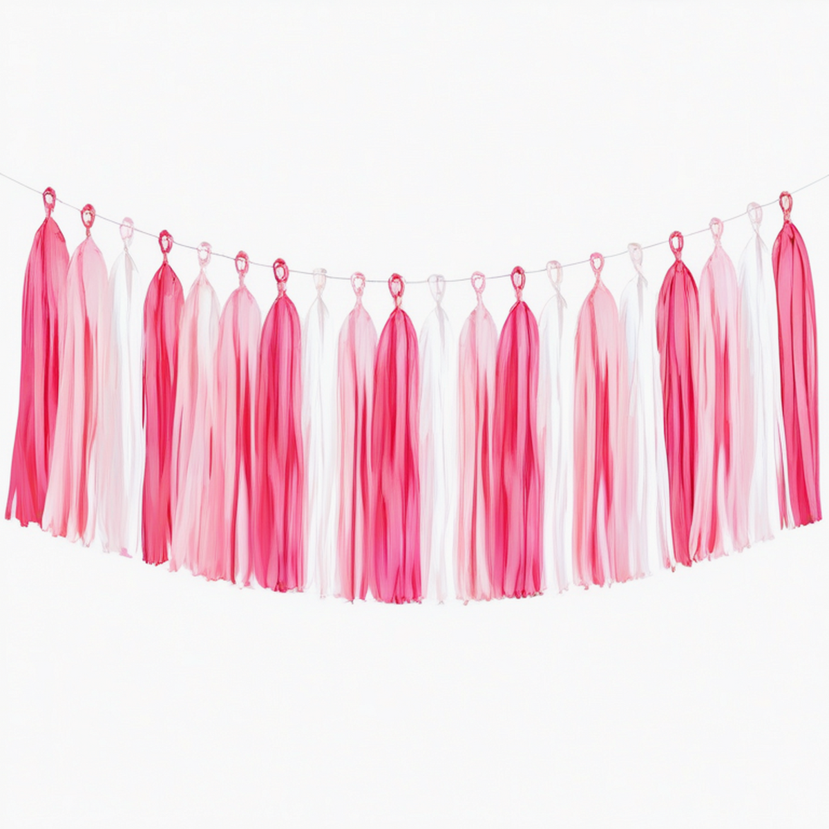 Guirlande à franges 300 x 35 cm en papier rose blanc décorative à suspendre