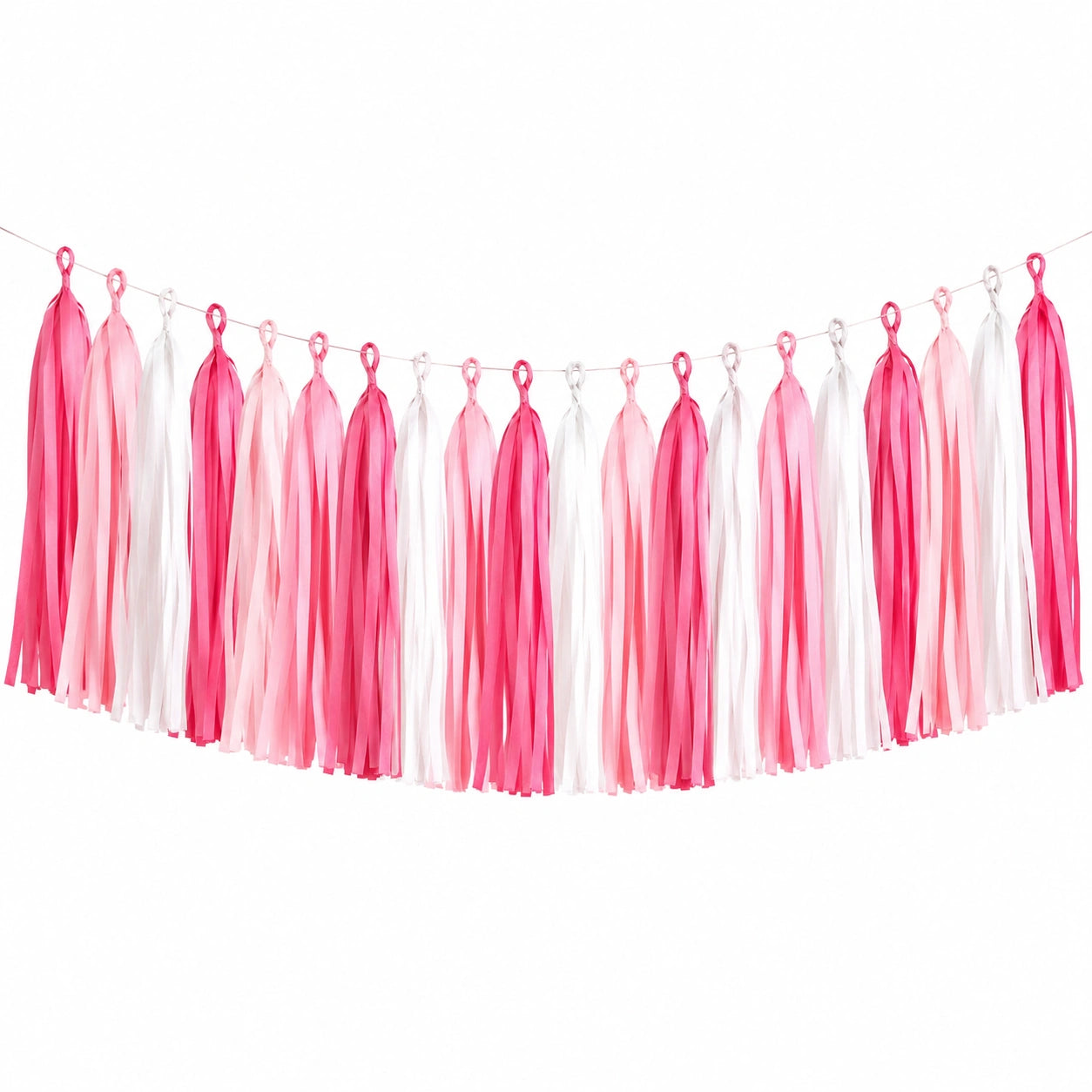 Guirlande à franges 300 x 35 cm en papier rose blanc décorative à suspendre