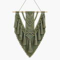 Tenture murale macramé 70 x 100 cm en coton vert kaki style bohème