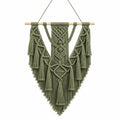 Tenture murale macramé 70 x 100 cm en coton vert kaki style bohème