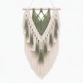Tenture murale macramé 50 x 90 cm en coton vert et écru style bohème