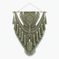 Tapisserie murale en macramé 60 x 100 cm vert sauge en coton style bohème