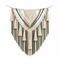 Tenture murale macramé 90 x 110 cm beige et vert style bohème