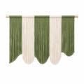 Tenture murale en cordons textiles vert et écru 120 x 85 cm style bohème