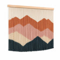 Tenture murale 90 x 100 cm en coton beige terracotta bleu motif montagnes style bohème
