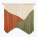Tenture murale à franges 90 x 100 cm en coton beige terracotta vert style bohème
