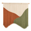 Tenture murale à franges 90 x 100 cm en coton beige terracotta vert style bohème