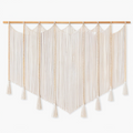 Tapisserie murale en macramé 150 x 120 cm coton beige avec tringle en bois style bohème