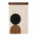 Tapisserie murale 60 x 100 cm en coton beige noir marron à franges style bohème