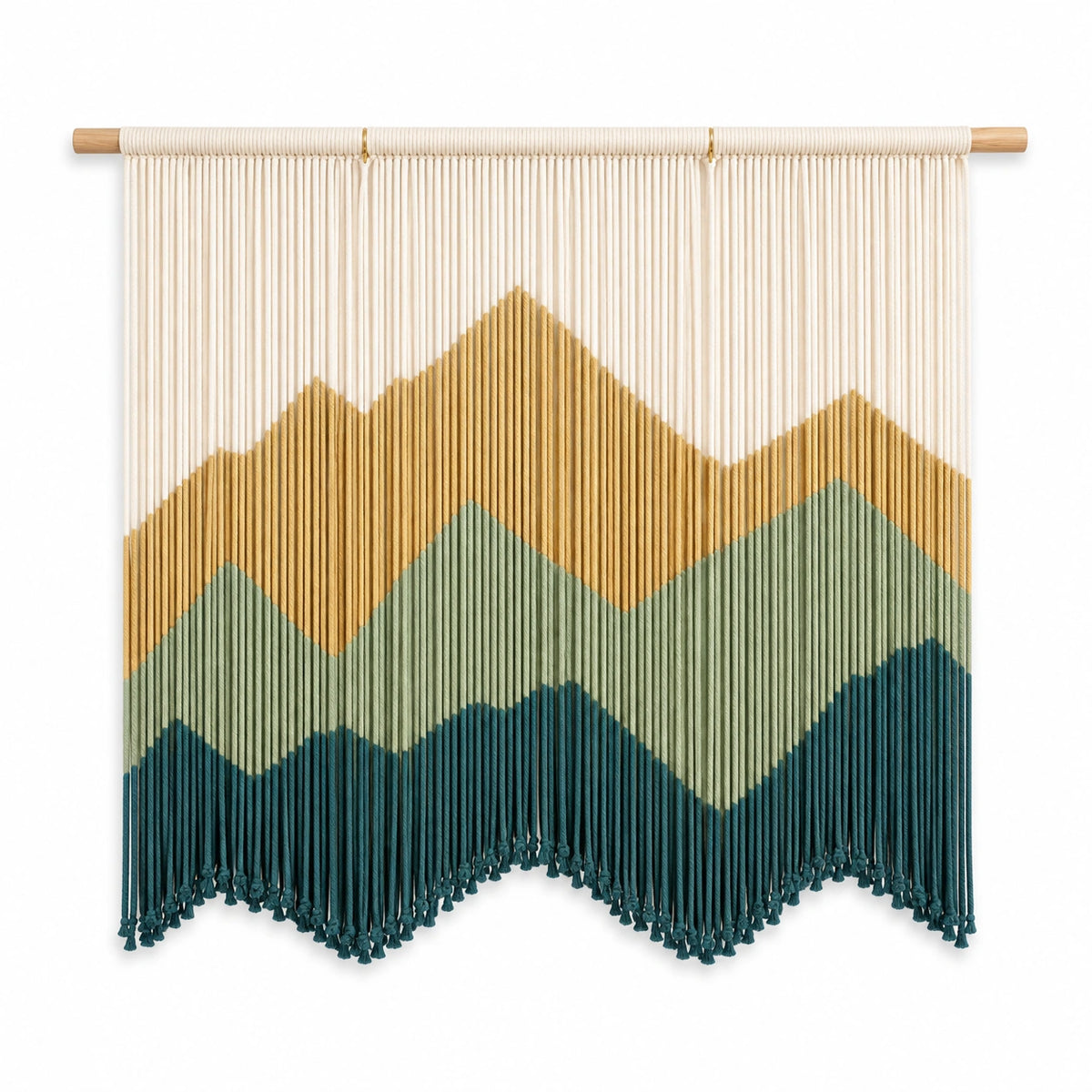 Tenture murale 100 x 100 cm en coton écru moutarde vert sauge bleu pétrole style bohème