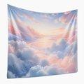 Tapisserie murale 150 x 150 cm en polyester bleu rose motif ciel style onirique