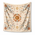 Tapisserie murale 150 x 130 cm en polyester beige à motifs floraux pour décoration bohème